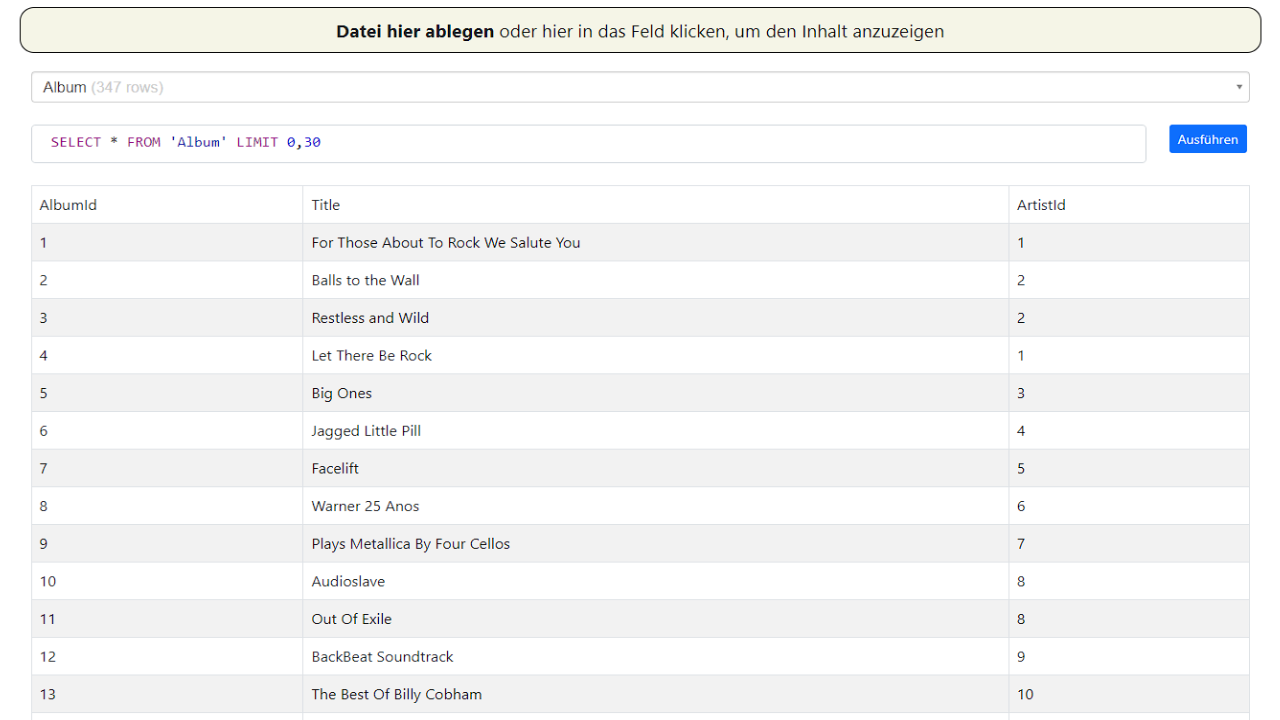 Online SQLite Viewer